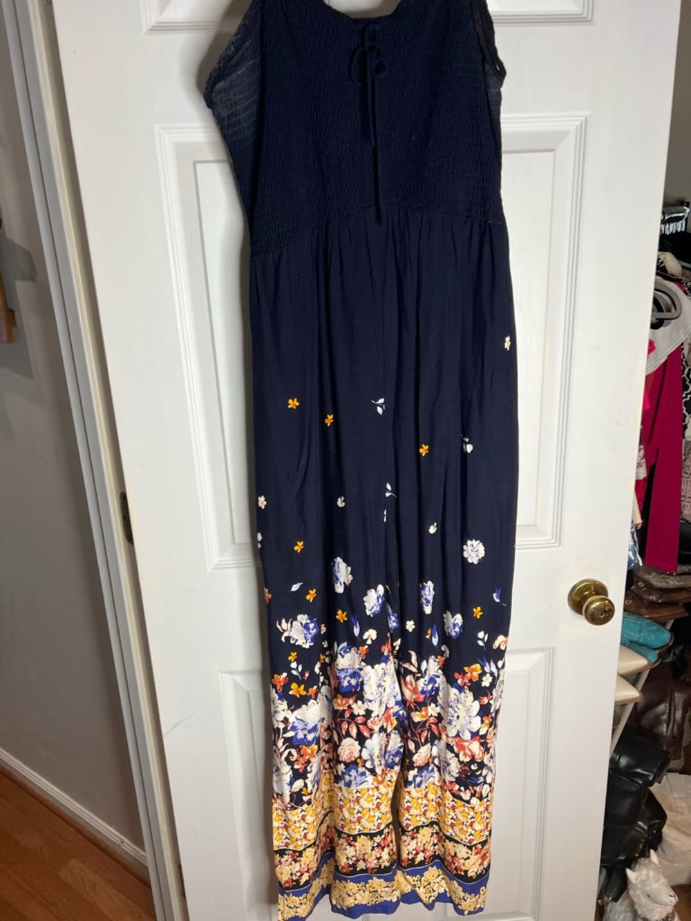 Maurices Navy Jumpsuit with Tassel Tie